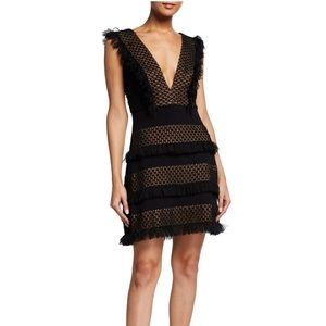 SHO by Tadashi Shoji Women’s Plunge Neck Tiered Ruffle Cocktail Dress Size 2